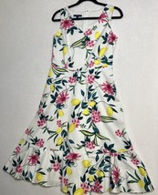 RSVP By Talbots Women&#39;s Sleeveless V-neck Fit and Flare Floral-Lemon Dress Sz-4 - £14.79 GBP