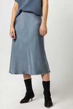 Lilla P bias cut satin skirt in Slate Blue - size S - £79.34 GBP