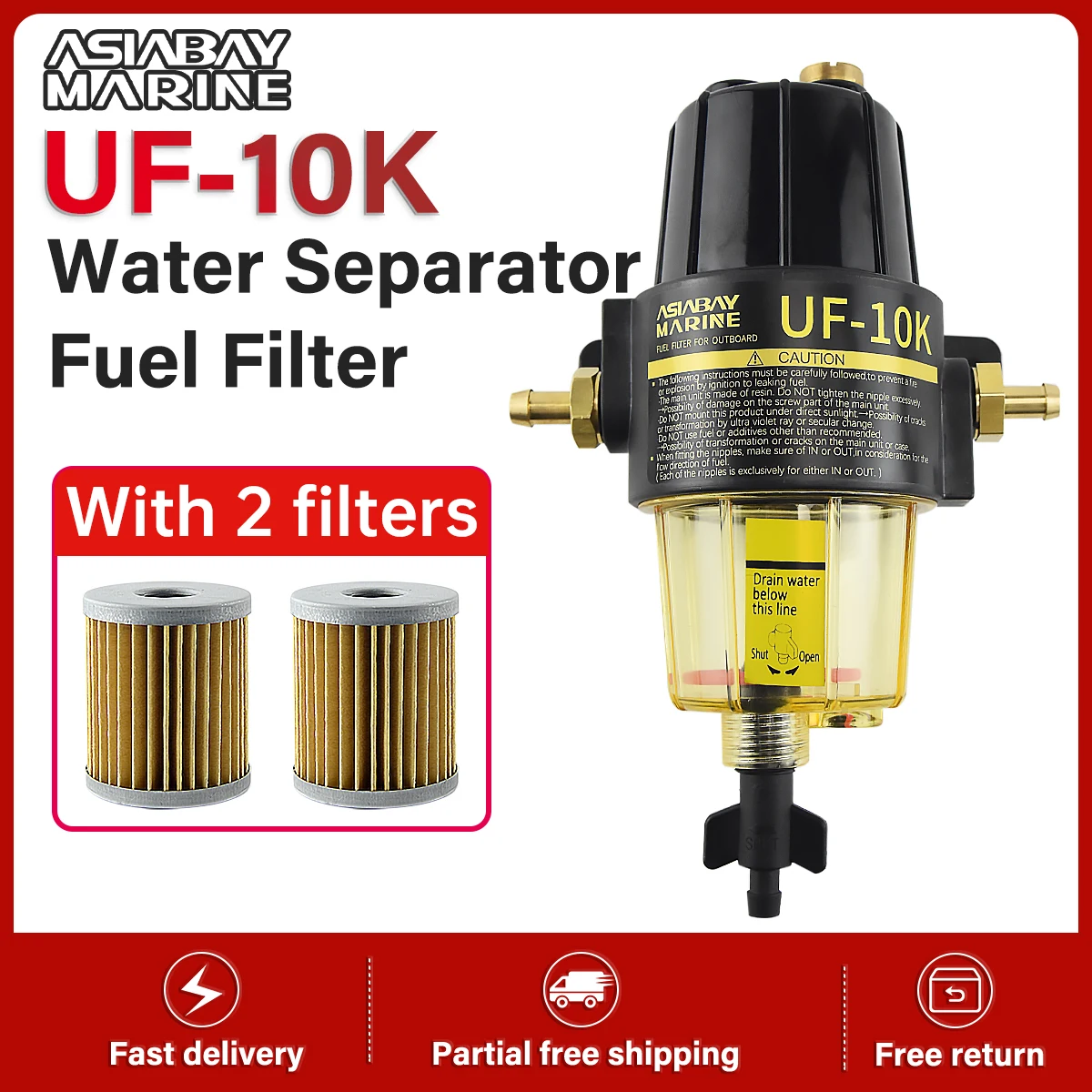 UF-10K Fuel Filter Element Water Separator Assembly Elements UF10K Outboard - £38.33 GBP