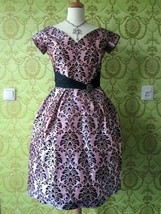 SALE Retro fifties velvet baroque print baby pink cocktail dress - £87.12 GBP