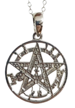 Tetragrammaton Pentagramm Halskette 925 Silber Stern Anhänger 18&quot; Kette... - £39.85 GBP