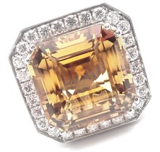 Authentic! Pasquale Bruni 18k White Gold Diamond Citrine Large Ring - £5,541.65 GBP