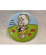 Flintstones 2 1/4" Metal Pin-Back Button Bamm-Bamm Rubble French "Thank ... - $6.95