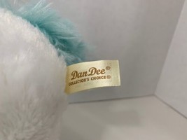 Dan Dee small plush unicorn white blue teal aqua ribbon bow sequin hooves 8&quot; - £5.42 GBP