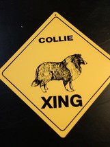 Collie dog Large 16 inches point to point Yellow Crossing Sign - $6.99