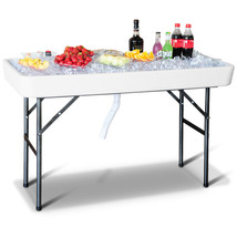 4 Foot Party Ice Cooler Folding Table Plastic with Matching Skirt White New - £191.00 GBP