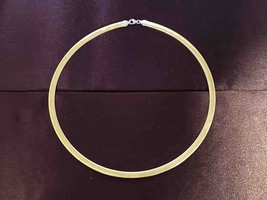 5mm Wide Italian Omega Link Collar Necklace 18.5&quot; 14k Two-Tone Gold 25.7 Grams - £1,786.32 GBP