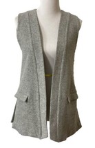 Anthropologie Elevenses Vest Womens Sz XS Gray Woven Wool A Line Open Lined - $21.88