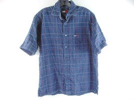 Tommy Jeans Blue Short Sleeve Button Up Cotton Shirt M - £19.77 GBP