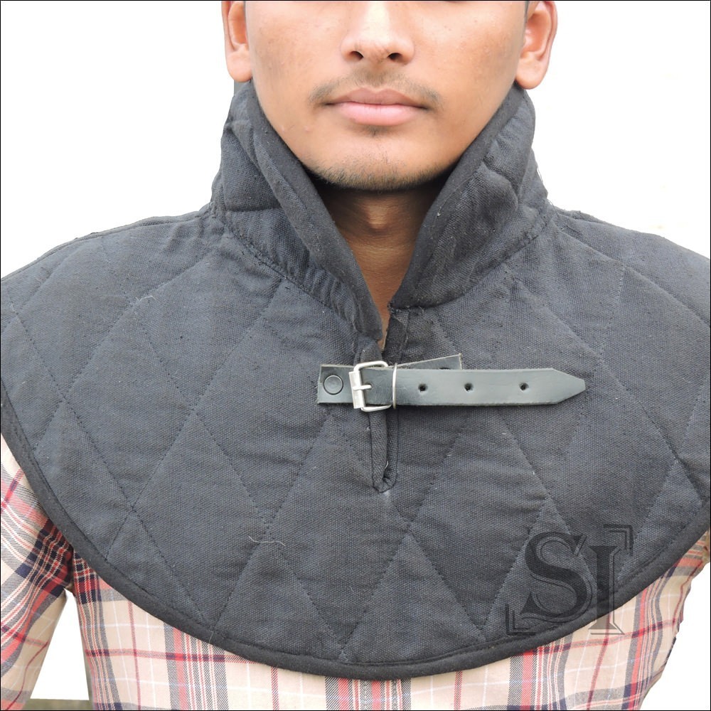 Cotton Armor Padding Battle Warrior Gambeson Collar Medieval Garment - Gray Item image 4