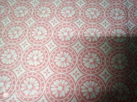 Pink Flower Coins Print Fabric 1 Yard 31 Inches - $2.97