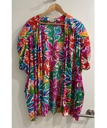 Vintage Oscar De La Renta Swimsuit Cover Up Size Medium Floral Ruched Pi... - $662.14 MXN