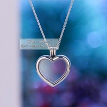 925 Sterling Silver Floating Heart Locket Necklace Crystal Glass Necklace 60CM - £21.18 GBP+
