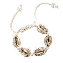 Bohemian natural sea shell bracelets anklet Hand Knit rope elastic beaded Pulsei - £8.02 GBP