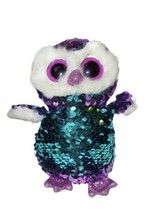 Ty Beanie Flippables MOONLIGHT Owl Plush Color Change Sequin Teal purple 6&quot; - £5.25 GBP