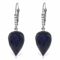 25.95 Carat 14K Solid White Gold Drop Briolette Sapphire Diamond Earrings - £431.96 GBP