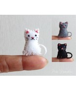 Tiny Cat Stuffed Animal, Miniature Felt Kitty, Handmade Plush, Dollhouse... - $11.50