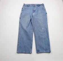 Vintage Carhartt Mens Size 38x30 Distressed Spell Out Dungaree Denim Jeans Blue - £46.70 GBP
