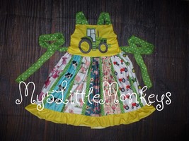 NEW Boutique Farm Tractor Cow Pig Girls Sleeveless Panel Twirl Dress - $15.99