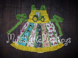 NEW Boutique Farm Tractor Cow Pig Girls Sleeveless Panel Twirl Dress - £15.97 GBP