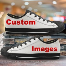 WHEREISART Men Vulcanized Shoes Custom Your Name/Logo/Text/Image/Photo Print Stu - £49.35 GBP