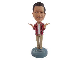 Custom Bobblehead Young man with arms raising not know what to do stance - Leisu - £70.00 GBP
