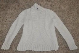 Girls  Sweater Cardigan Gap White Crochet Long Sleeve Open Front-size XL - $11.88