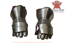 Medieval Steel Gauntlets armor half mitten in scale fingers historical e... - $166.25