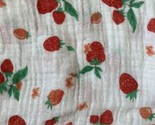 Little Unicorn Baby Blanket White w/ Red Strawberry Print Swaddle Muslin... - $23.36