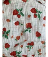 Little Unicorn Baby Blanket White w/ Red Strawberry Print Swaddle Muslin... - £14.88 GBP