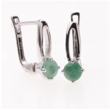 5.0mm Emerald Solitaire Sterling Silver Drop Earrings - £36.20 GBP