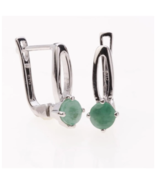 5.0mm Emerald Solitaire Sterling Silver Drop Earrings - £36.03 GBP