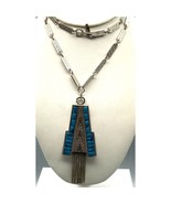 Vintage Whiting and Davis Bar Link Necklace with Southwestern Feel Geome... - £75.57 GBP
