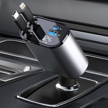 Retractable Car Charger with 100W 4 in 1 Car for and C Retractable Cables 31.5 i - £49.15 GBP