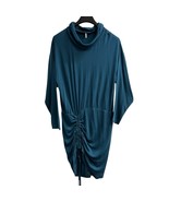 Free People Dress Womens M Teal Sundown Cowl Neck Ruched Mini Blouson Knit - $633.97 MXN