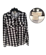 Passport Plus Women’s 1X Black White Checkered Button Down Long Sleeve S... - $288.73 MXN