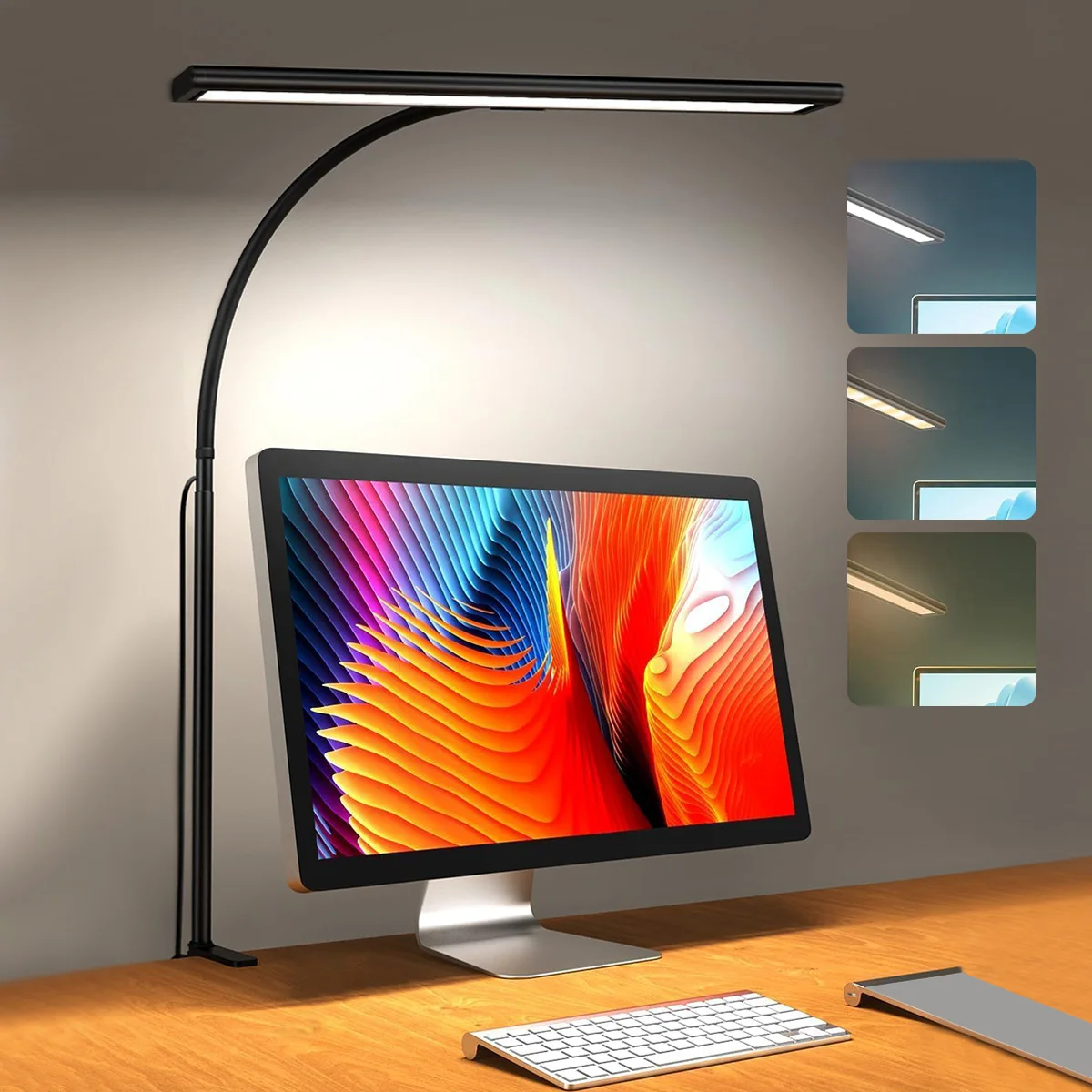 LED Desk Lamp with Clamp Remote Control Computer Desk Light Bright Deskt... - $38.51