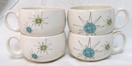 1958-1962 MCM Franciscan Atomic Starburst Mid Century Coffee Teacups Set of 4 - $79.19