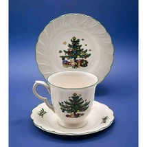 Nikko Happy Holidays Christmas Tree 3 Piece Set Cup, Saucer and Dessert ... - £14.71 GBP