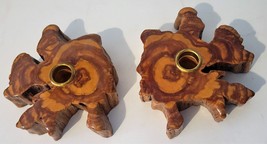Vintage Pair Mid-Cent. Candle Holder 5x6x1.25 Gorgeous Juniper from Yellowstone - $29.92