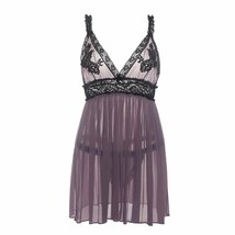 Pleated Lace Applique Babydoll Set - $15.40