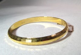 Sterling Silver 925 Signed SU Gold Vermeil Bangle Bracelet K728 - £38.32 GBP