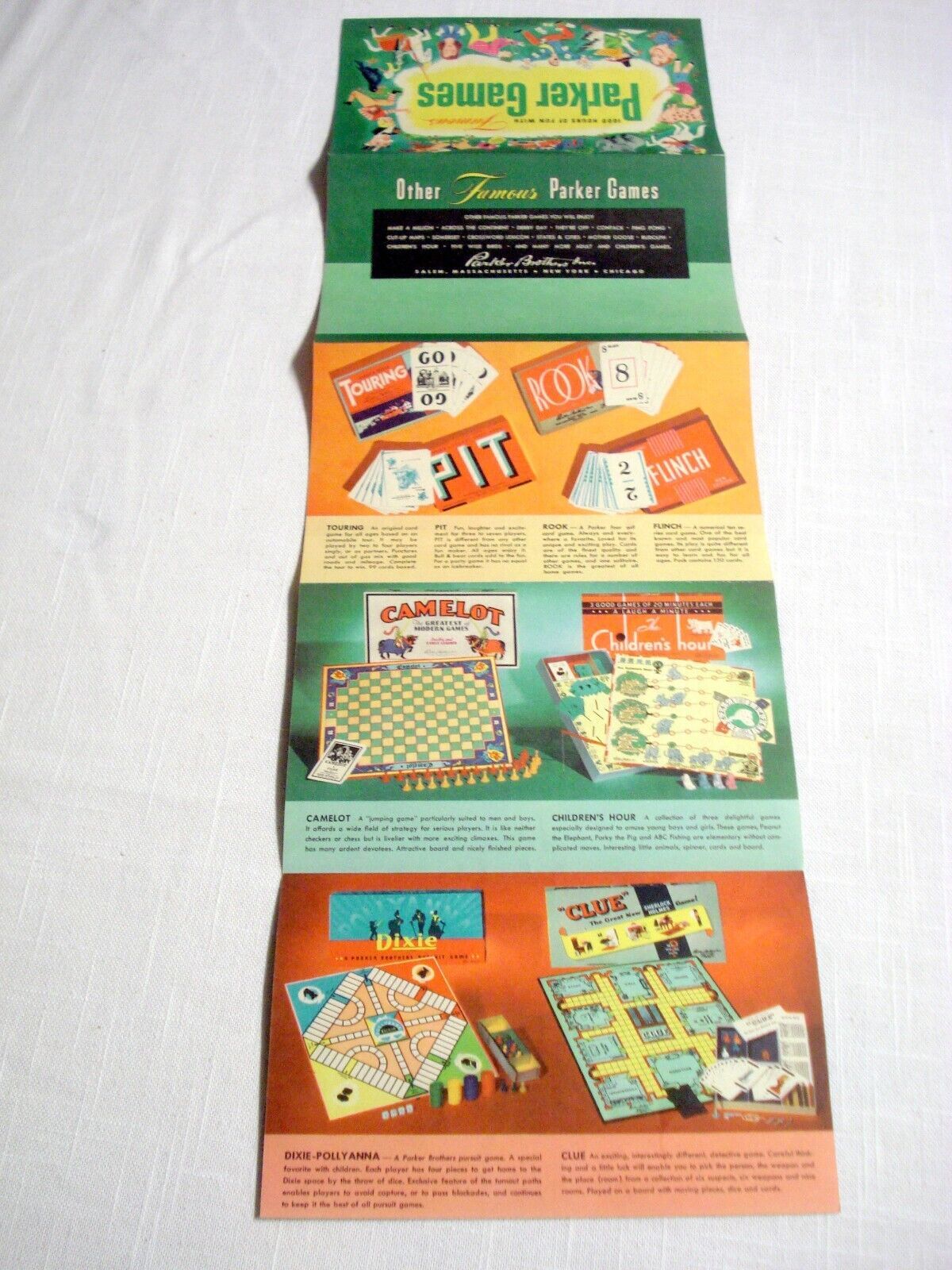 1950 Parker Brothers Game Color Brochure 19 Games Pictured With Descript... - $9.99