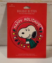 Vintage Peanuts Snoopy HAPPY HOLIDAYS Christmas pin pinback button Hallm... - £12.01 GBP