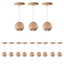 Set of 12 pc Wooden Globe Pendant Light Stylish Illumination Single Hanging Lamp - £596.28 GBP