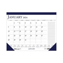 2024 House of Doolittle Compact 18.5&quot; x 13&quot; Monthly Desk Pad Calendar White/Blue - £23.71 GBP