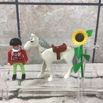 Playmobil Figures Lot Tall Sunflower Horse With Saddle Woman In Sweater 3Pcs Flw - £11.09 GBP