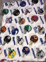 Vintage NFL All Over Print Top Sheet Fabric Quilting Top Twin - £58.14 GBP