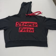 Semper Fresh Women's Black Drawstring Pullover Cropped Hoodie Sweatshirt Size XL image 11