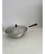 Vintage Stainless Sauce Pan Frying Skillet Wood Handle with top - €10,35 EUR